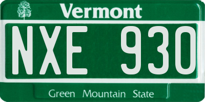 VT license plate NXE930