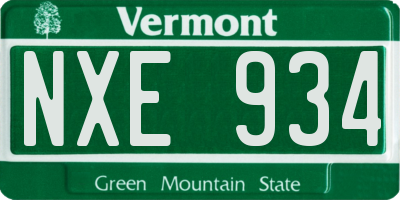 VT license plate NXE934