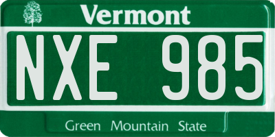 VT license plate NXE985