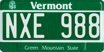 VT license plate NXE988