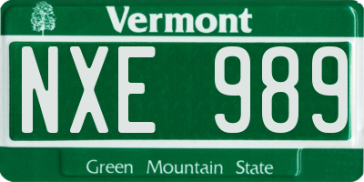 VT license plate NXE989