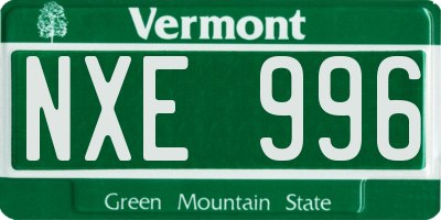 VT license plate NXE996