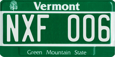 VT license plate NXF006