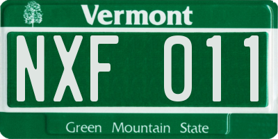 VT license plate NXF011