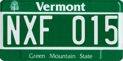 VT license plate NXF015