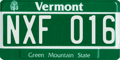VT license plate NXF016