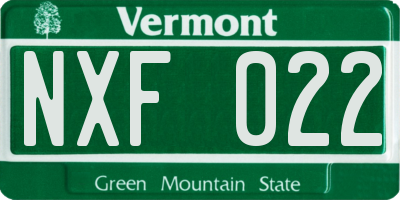 VT license plate NXF022