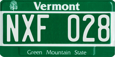 VT license plate NXF028