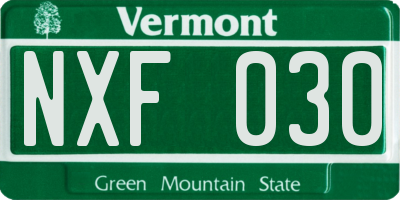 VT license plate NXF030