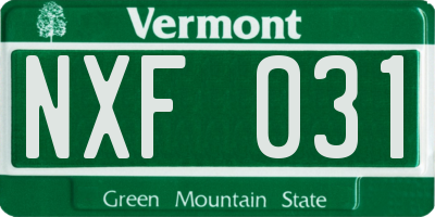 VT license plate NXF031