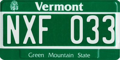 VT license plate NXF033