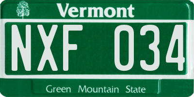 VT license plate NXF034