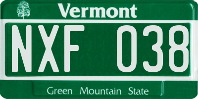 VT license plate NXF038