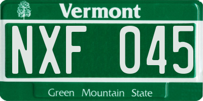 VT license plate NXF045