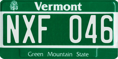 VT license plate NXF046