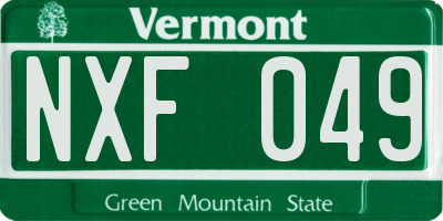 VT license plate NXF049