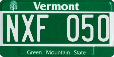 VT license plate NXF050