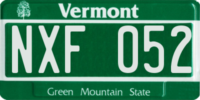 VT license plate NXF052