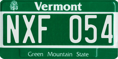 VT license plate NXF054