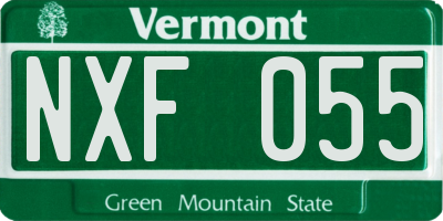 VT license plate NXF055