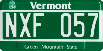 VT license plate NXF057
