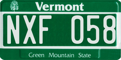 VT license plate NXF058