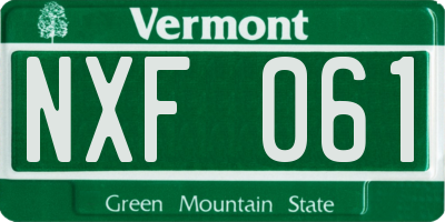 VT license plate NXF061