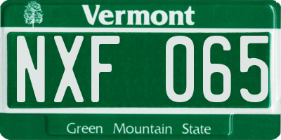 VT license plate NXF065
