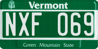 VT license plate NXF069