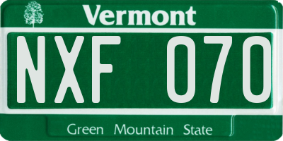 VT license plate NXF070