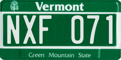 VT license plate NXF071