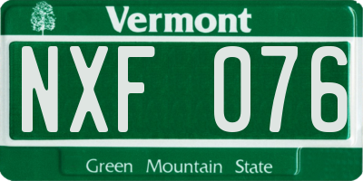 VT license plate NXF076