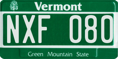 VT license plate NXF080