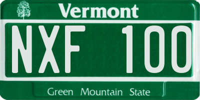 VT license plate NXF100