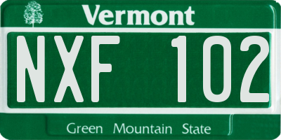 VT license plate NXF102