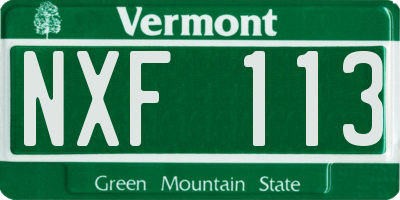 VT license plate NXF113