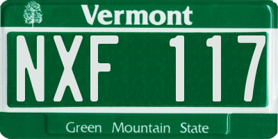 VT license plate NXF117