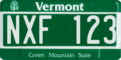 VT license plate NXF123