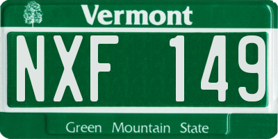 VT license plate NXF149