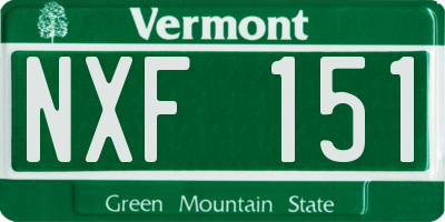 VT license plate NXF151