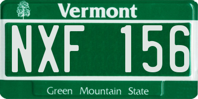 VT license plate NXF156