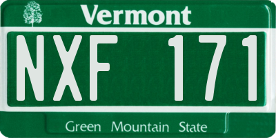 VT license plate NXF171