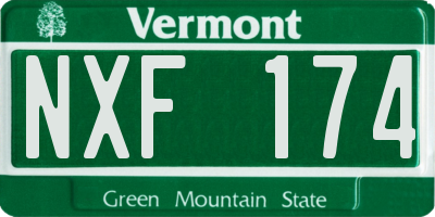 VT license plate NXF174