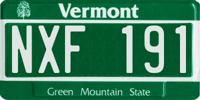VT license plate NXF191