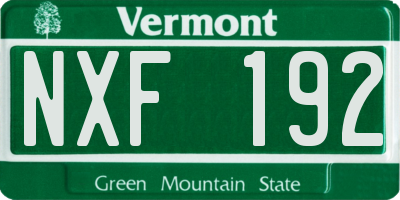 VT license plate NXF192