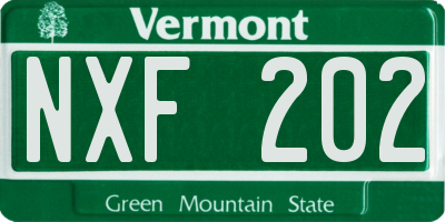 VT license plate NXF202