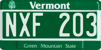 VT license plate NXF203