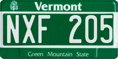 VT license plate NXF205