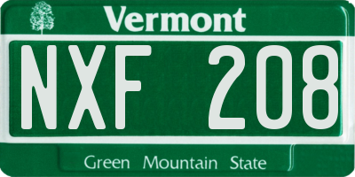 VT license plate NXF208