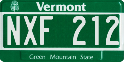 VT license plate NXF212